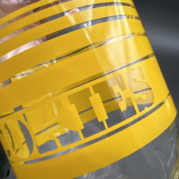 Large Vintage Retro 3L Glass Cookie Jar Yellow Striped France 1970s VG to EUC - Picture 10 of 16